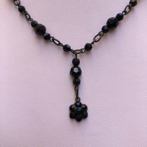 Gunmetal and black bead necklace - Picture 2 of 4